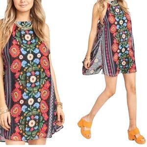 Show Me Your Mumu Byron Mini Chiffon Dress Mexicali Dark Boho Floral Size XS NWT